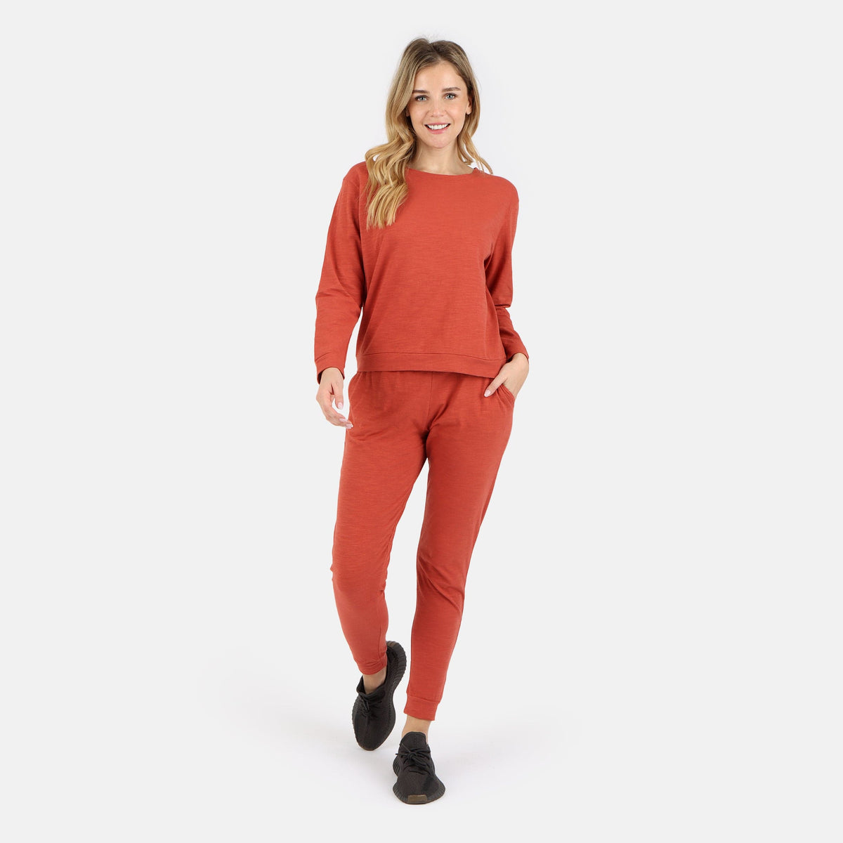 Tegan Cotton Jogger Pant - Brick