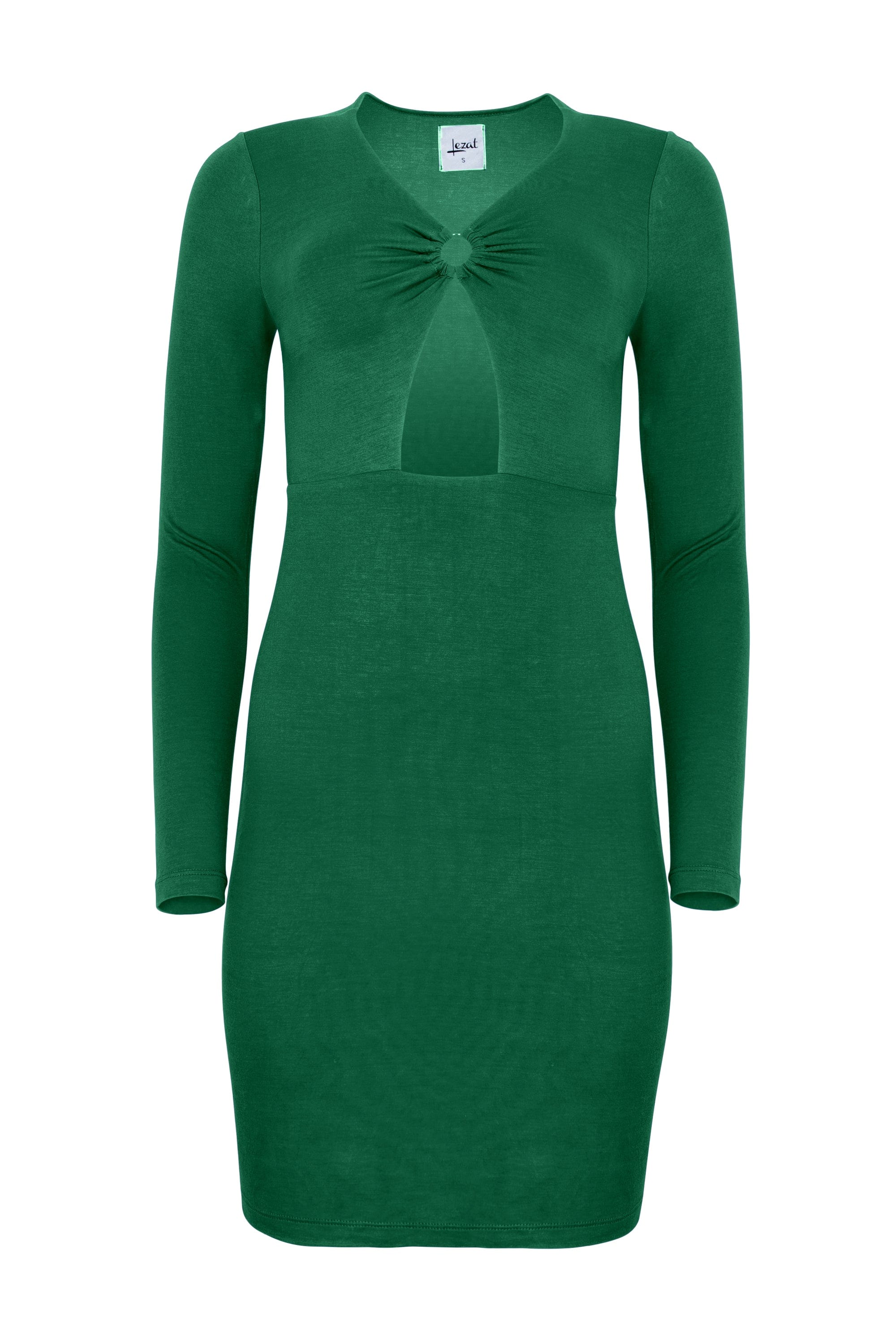 Lezat Dress Nelly Front Cut Out Modal Mini Dress - Emerald