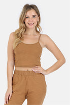 Lezat Tank Tegan Cotton Cami Tank - Camel