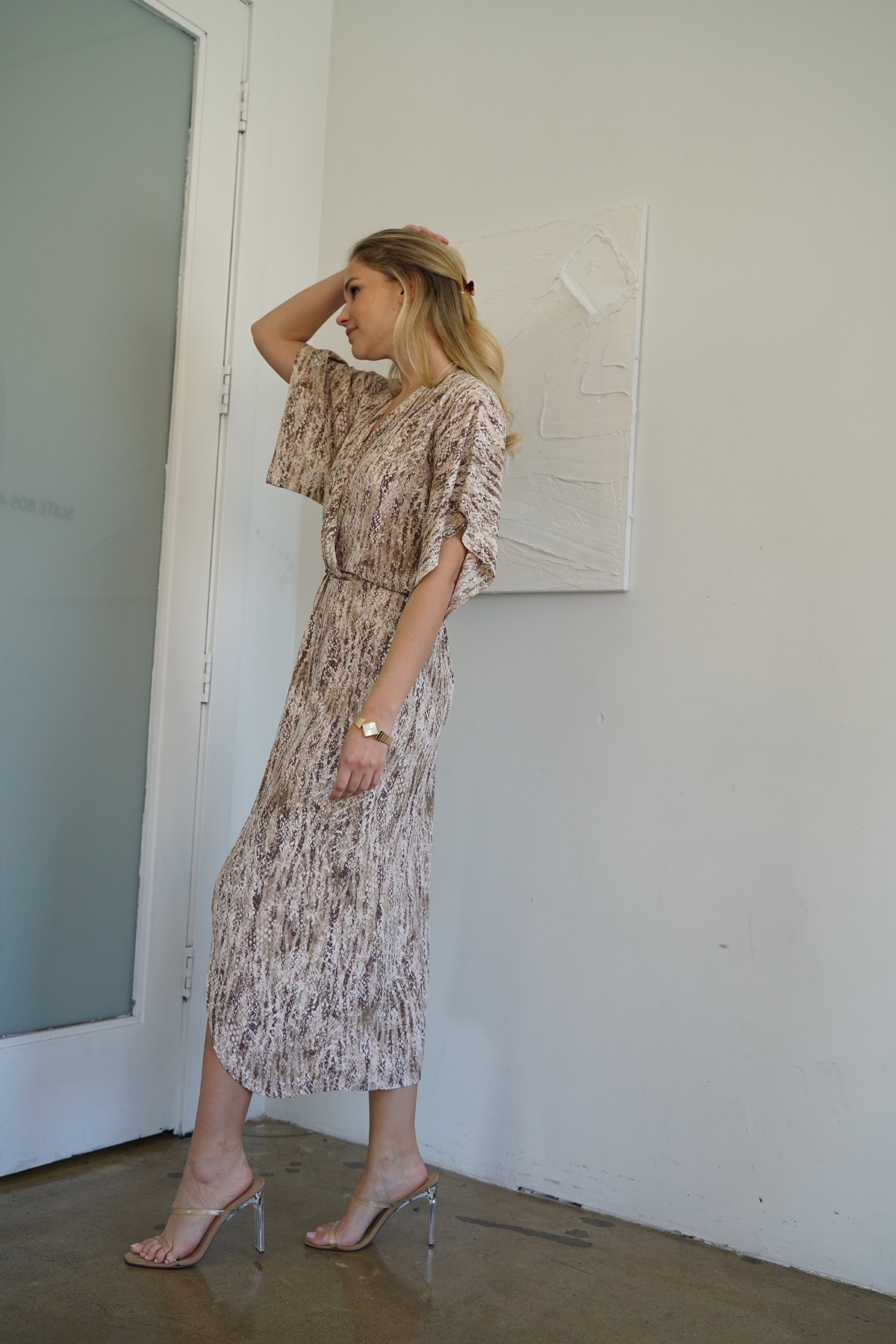 Lezat Dress Joey Maxi Dress - Ecru Snake