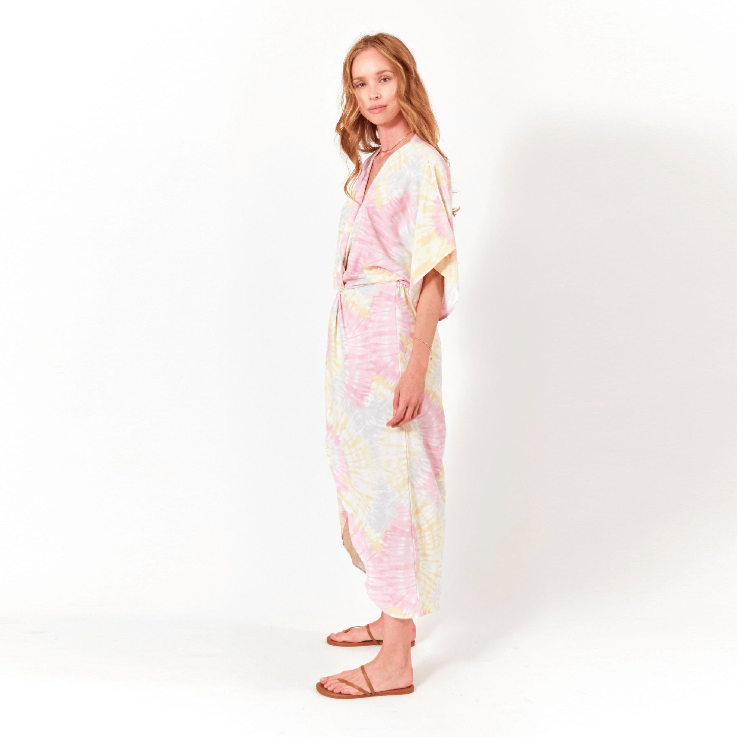 Lezat Dress Joey Maxi Dress - Pink Sorbet Tie Dye