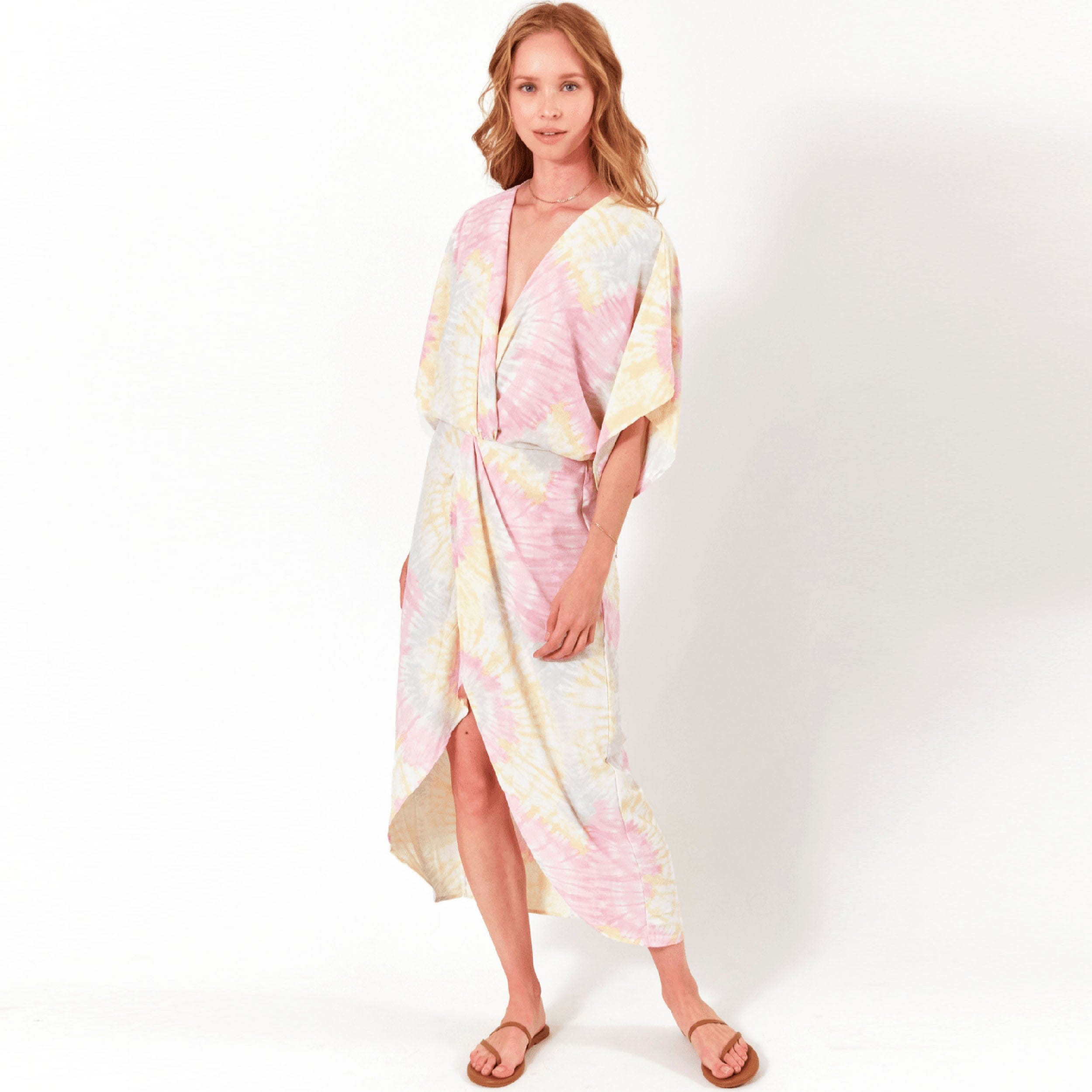 Lezat Dress Joey Maxi Dress - Pink Sorbet Tie Dye