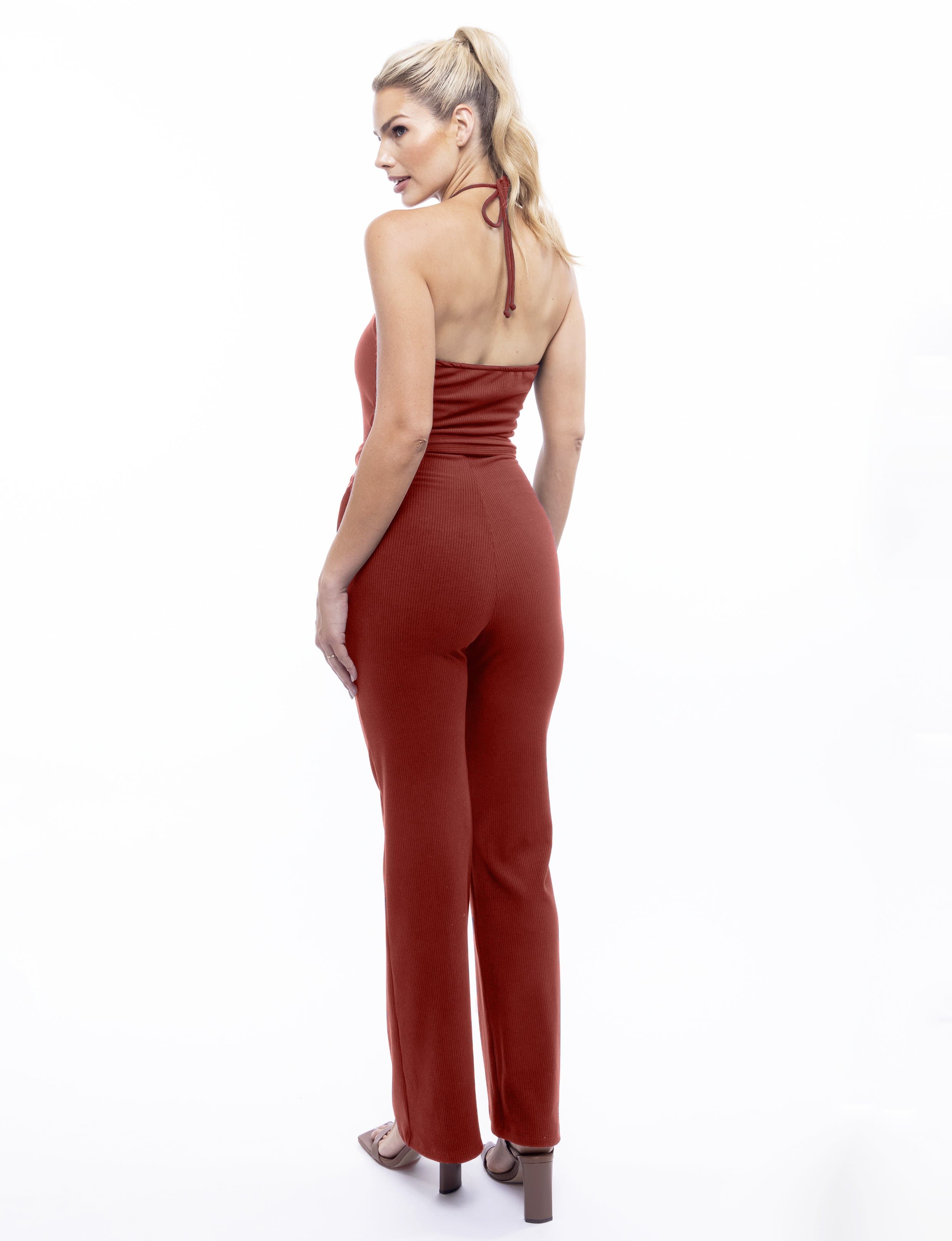 Lezat Jumpsuit Lindsey Halter Jumpsuit - Cinnamon