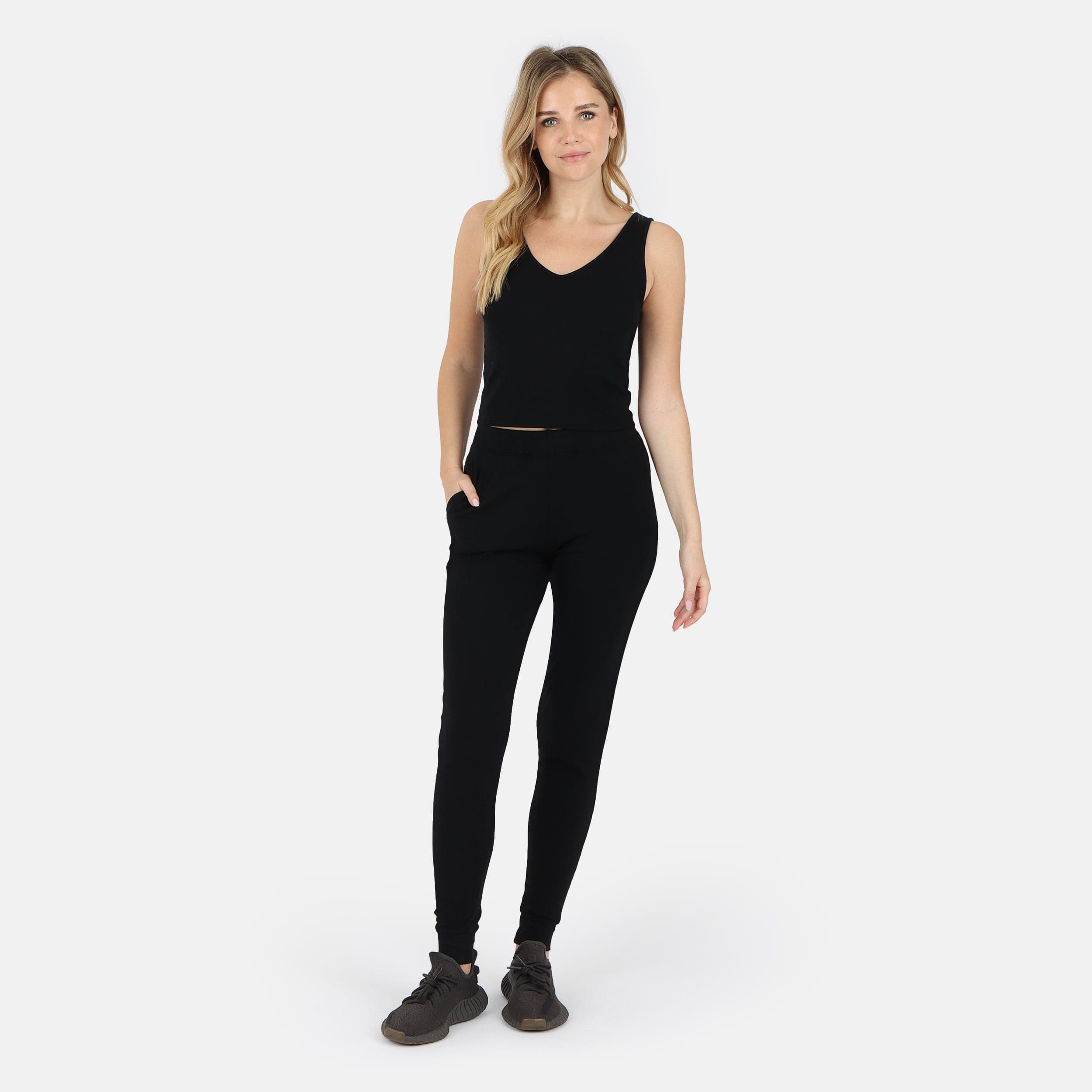 Lezat Jumpsuit Self-Love Rib Tank - Black