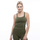 Lezat Legging Rib 7/8 High Waisted Legging - Heather Forest Green