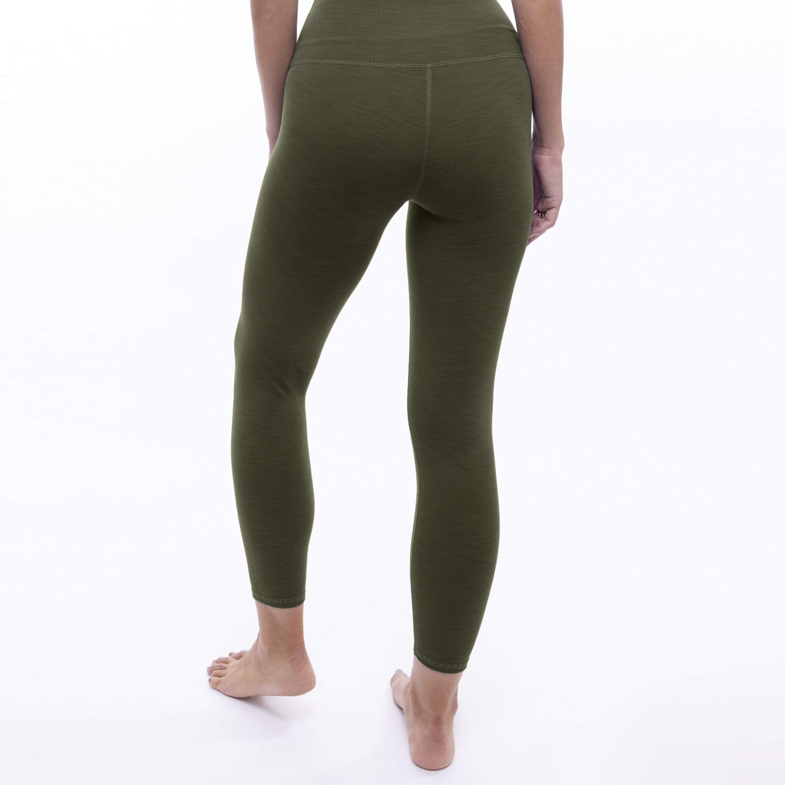 Lezat Legging Rib 7/8 High Waisted Legging - Heather Forest Green