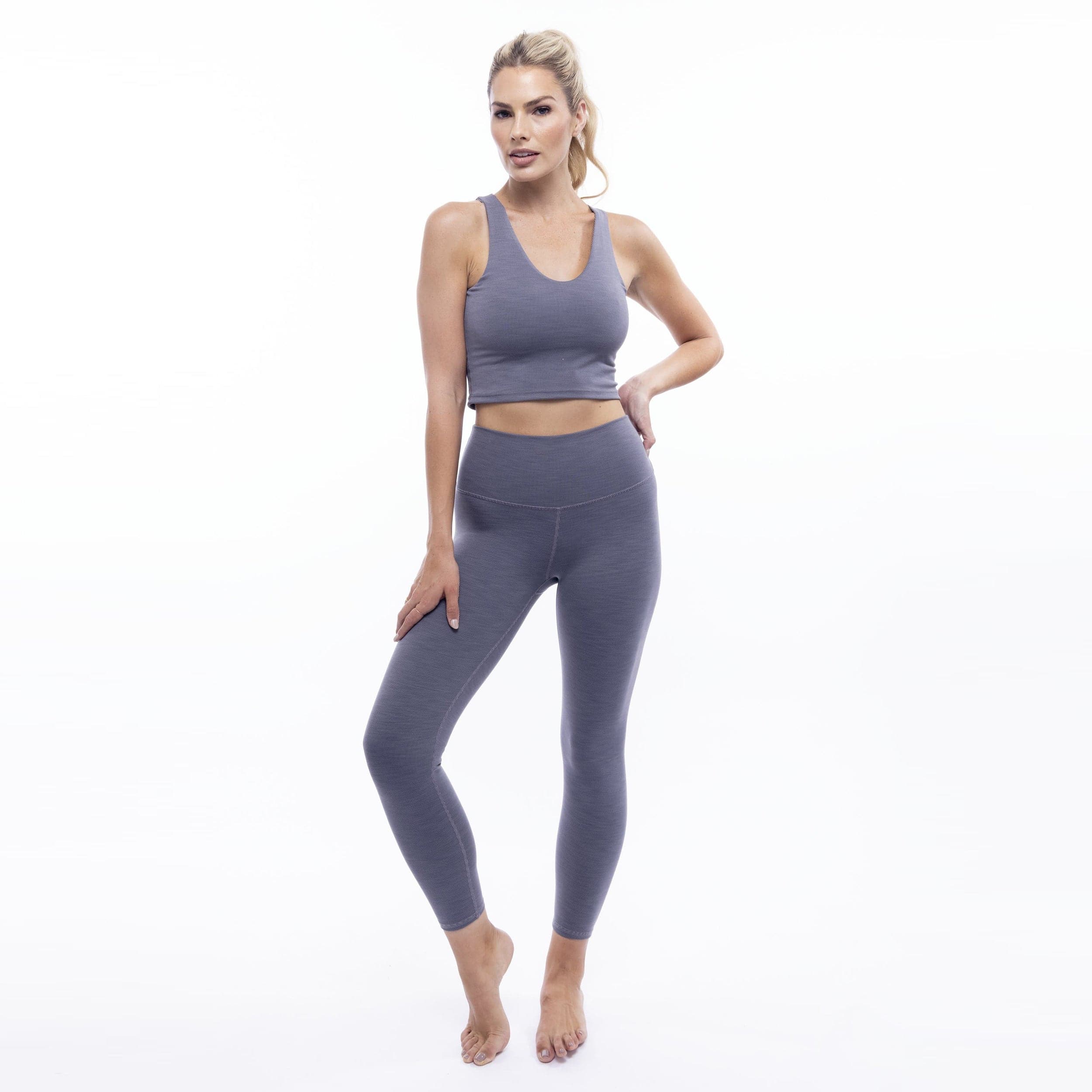 Lezat Legging Rib 7/8 High Waisted Legging - Slate