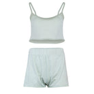 Lezat Loungewear Kora Cotton Tank, Shorts & Robe Sleep Set - Sage