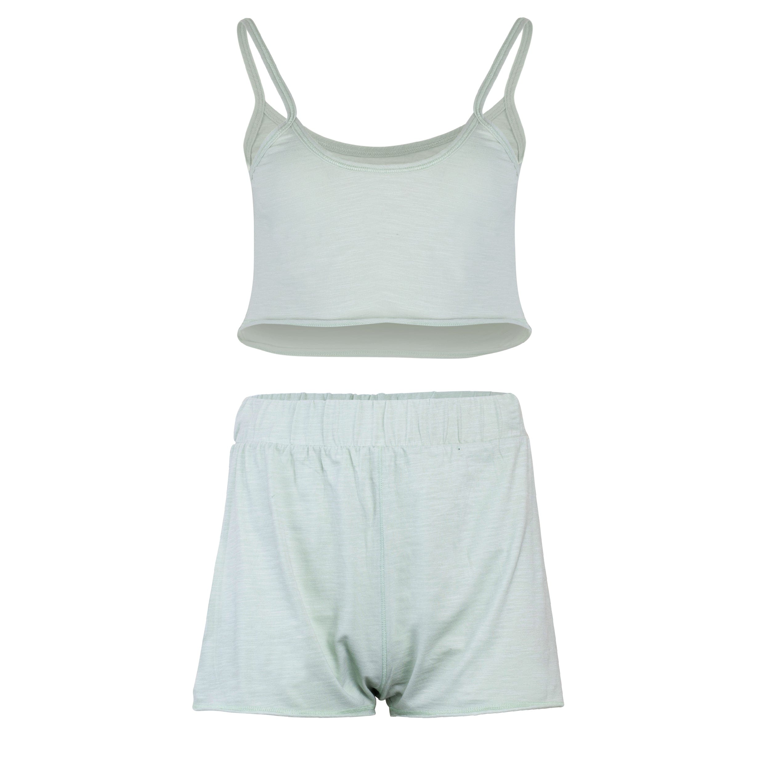 Lezat Loungewear Kora Cotton Tank, Shorts & Robe Sleep Set - Sage