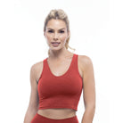 Lezat Tank Rib V-Neck Cropped Tank - Cayenne