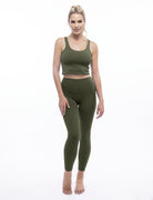 Lezat Tank Rib V-Neck Cropped Tank - Heather Forest Green