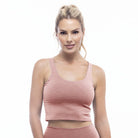 Lezat Tank Rib V-Neck Cropped Tank - Rose