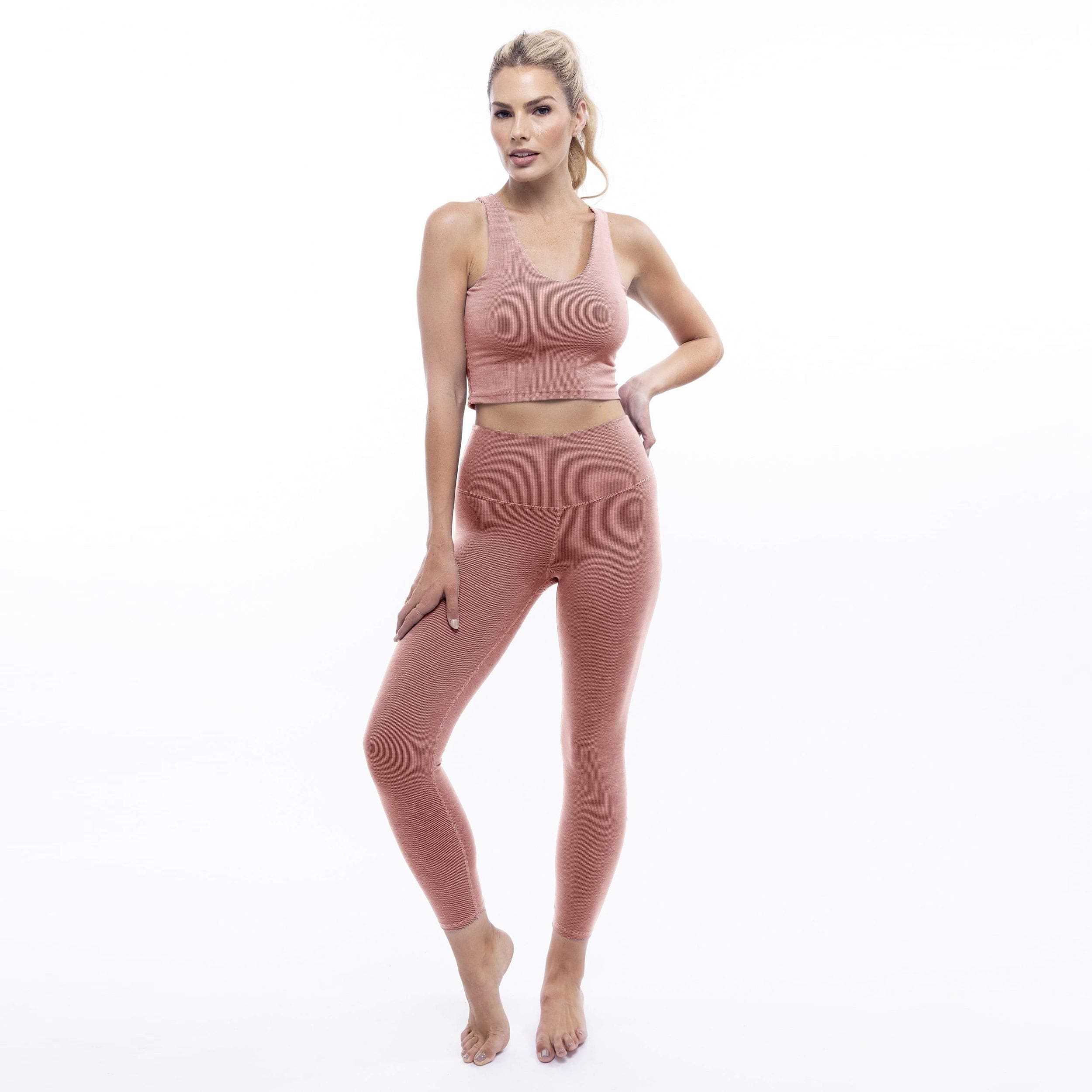 Lezat Tank Rib V-Neck Cropped Tank - Rose