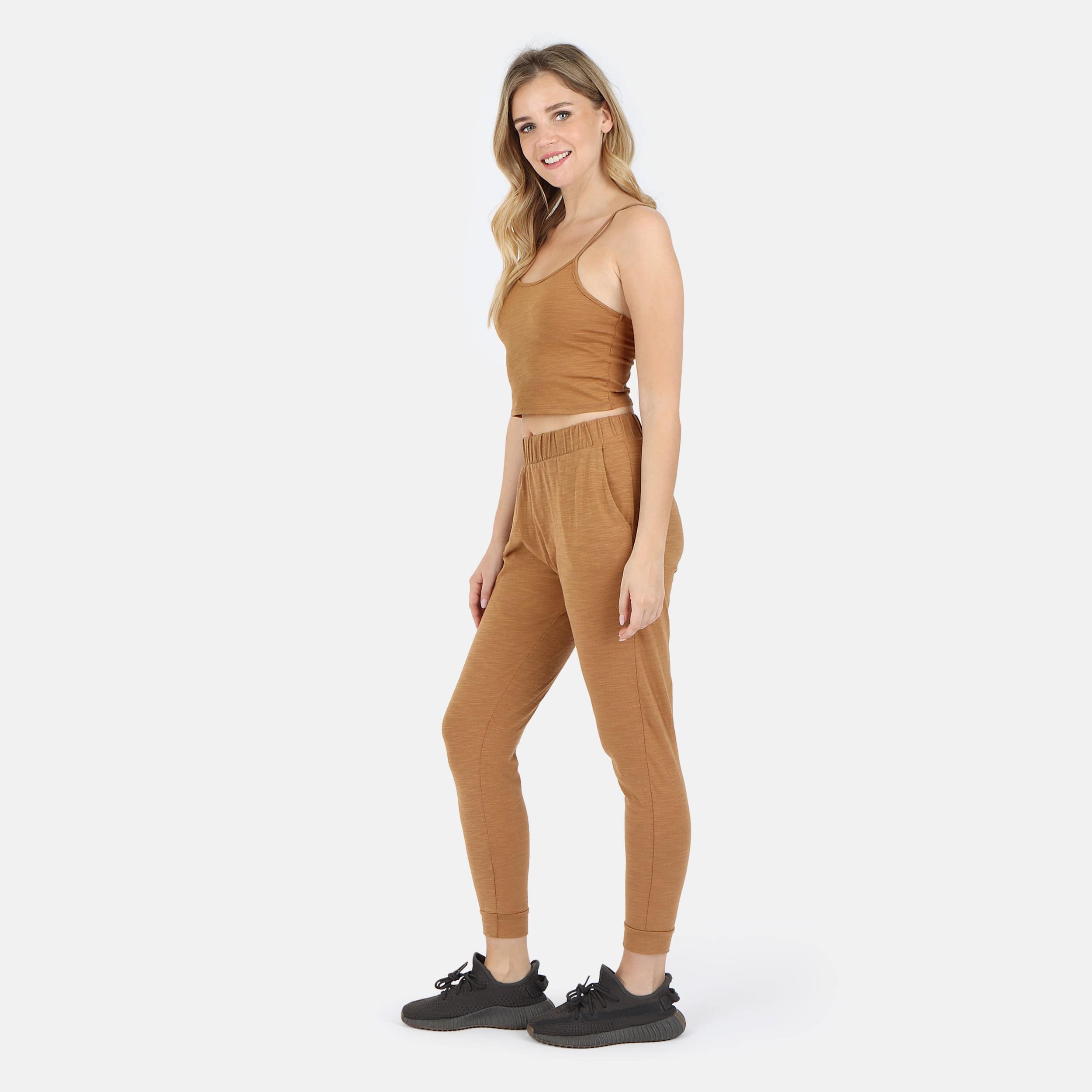 Lezat Tank Tegan Cotton Cami Tank - Camel