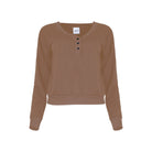 Lezat Top Layla Modal Cropped Henley - Pecan